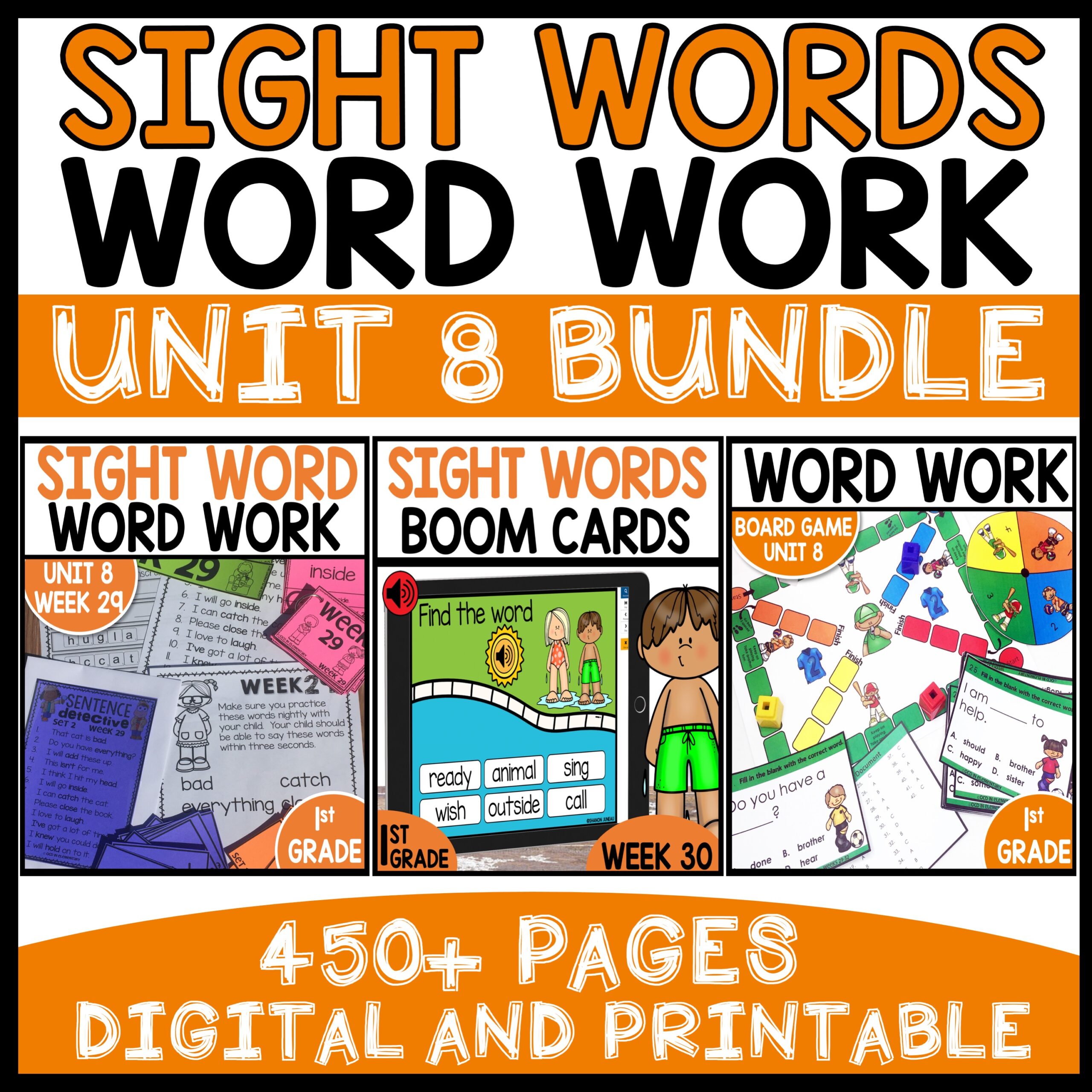 Word Work Center Activities Month 8 Bundle