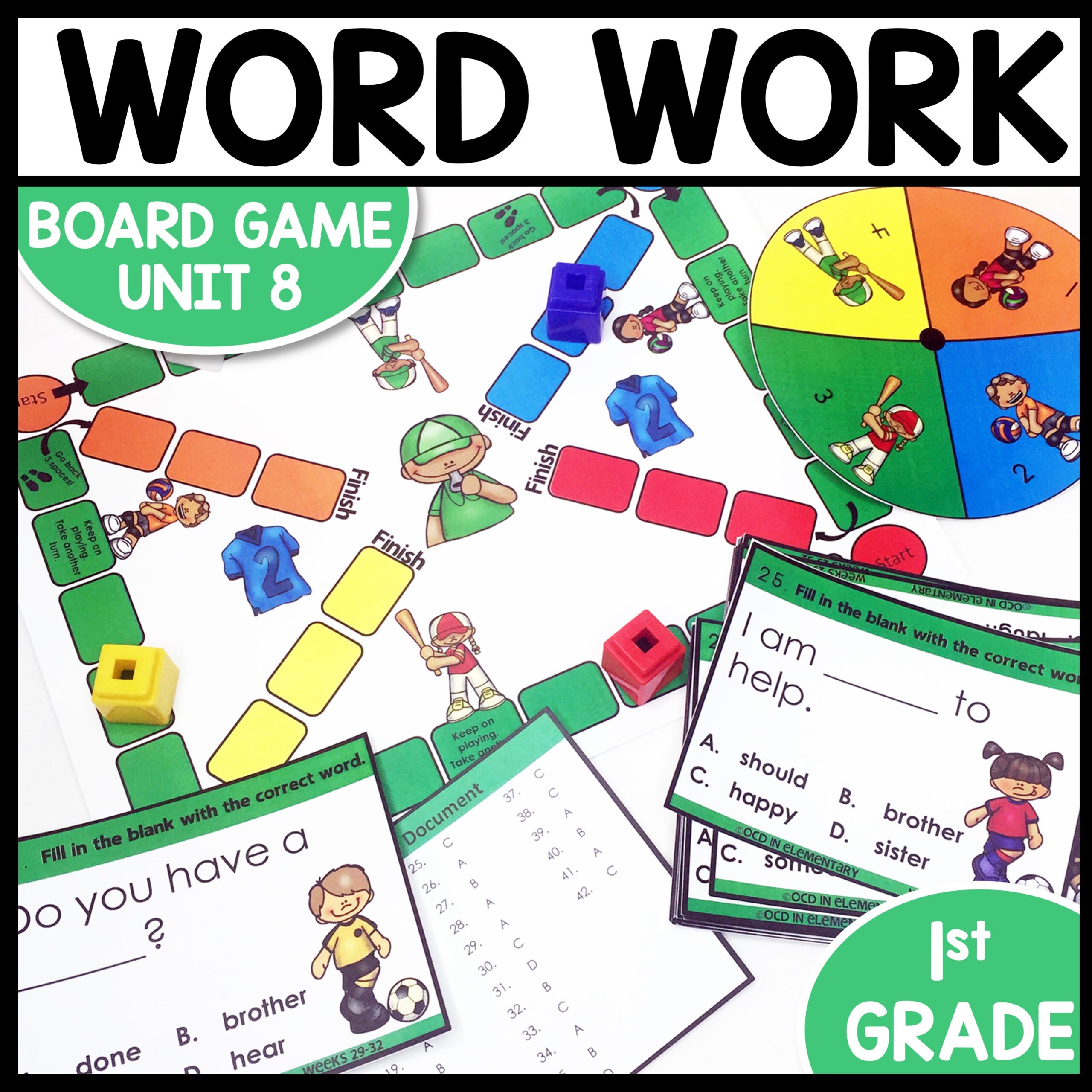 Word Work Task Cards Game Unit 8