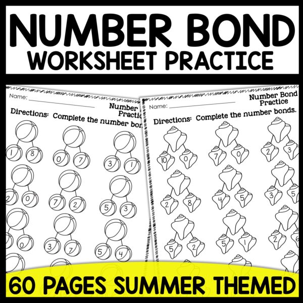 Number Bond Summer Themed worksheets