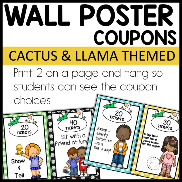 Cactus and Llama Themed Classroom Rewards Coupons - Image 2