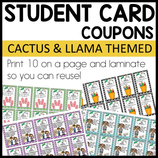 Cactus and Llama Themed Classroom Rewards Coupons - Image 3