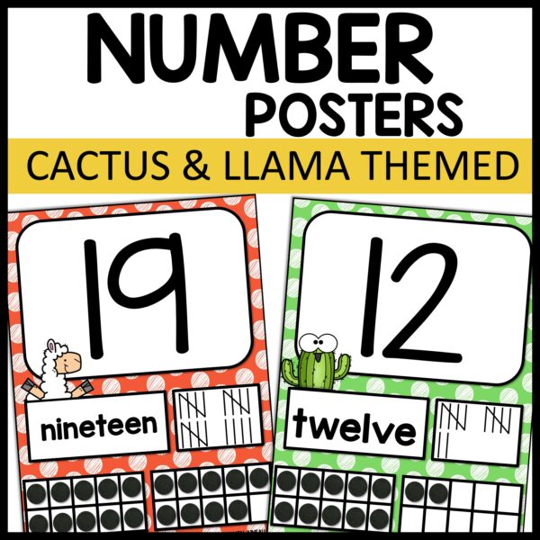 Number Posters Cactus and Llama Themed Classroom Decor