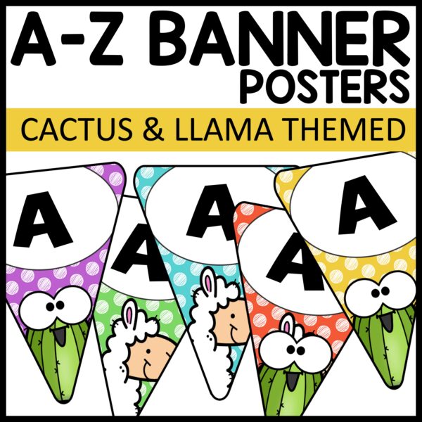 Alphabet Banners Cactus Llama Themed Classroom Decor