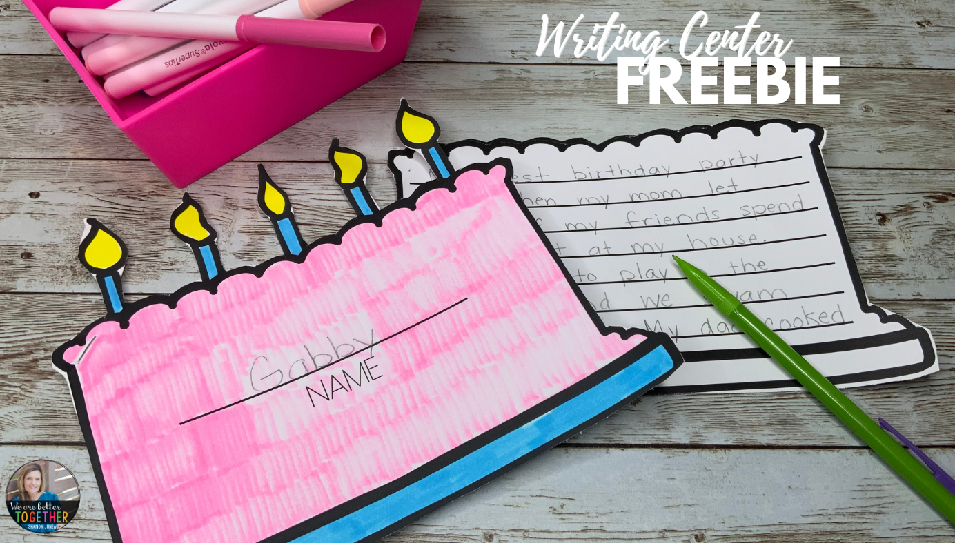 Cake template writing center freebie