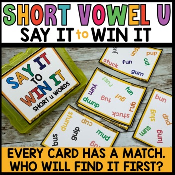Short Vowel Games Short U Literacy Centers FREEBIE