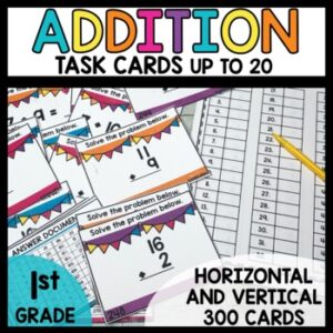Addition Task Cards Horizontal and Vertical to 20