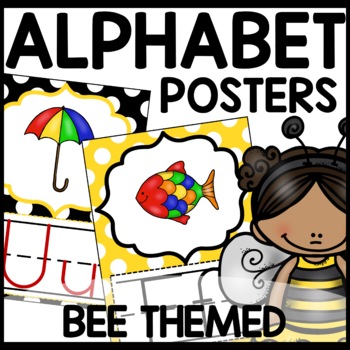 Alphabet Posters Bee Themed Classroom Decor