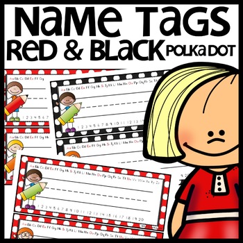 Name Tags Red and Black Themed Classroom Decor
