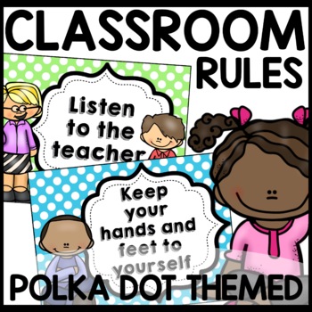 Classroom Rules Polka Dot Themed Decor
