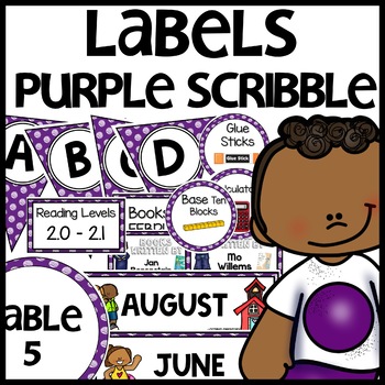 Classroom Labels Purple Themed