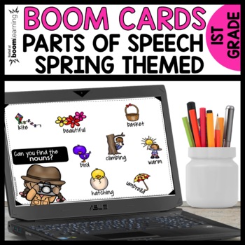 Parts of Speech Boom Cards Spring Themed