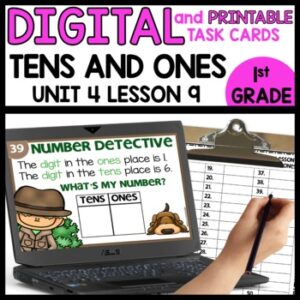 Tens and Ones Place Value Task Cards Digital and Printable
