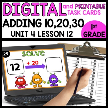 Adding Multiples of Ten Task Cards Digital and Printable
