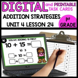 Addition strategies Task Cards Digital and Printable