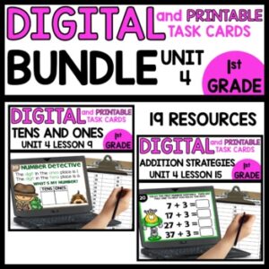 1st Grade Math Task Cards Digital and Printable Module 4 BUNDLE