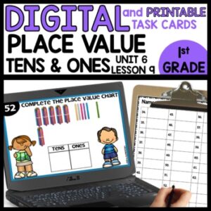 Place Value Tens and Ones Task Cards Digital and Printable