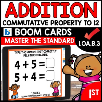 Commutative Property of Addition up to 12 Boom Cards