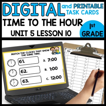Time to the Hour Task Cards Digital and Printable