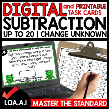 Subtraction Task Cards Digital and Printable