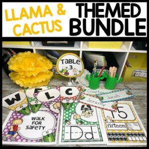 Cactus Llama Themed Classroom Decor Bundle