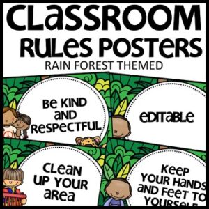 Classroom Rules Rain Forest Themed Decor
