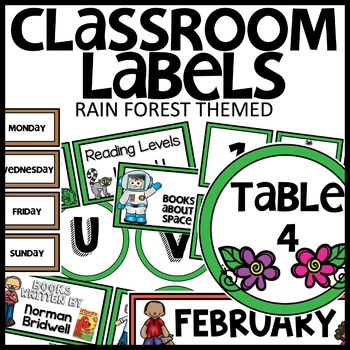 Classroom Labels Rain Forest Themed