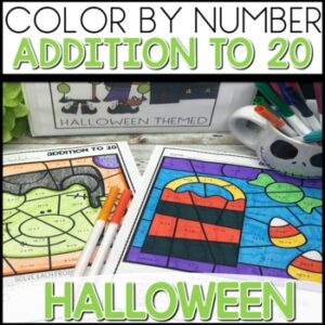 Halloween Color by Number Addition to 20 Worksheets