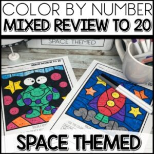 Color by Number Addition and Subtraction Worksheets Space Themed activities