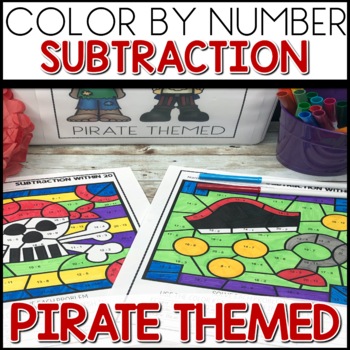 Color by Number Subtraction within 20 Pirate Themed Math Worksheets