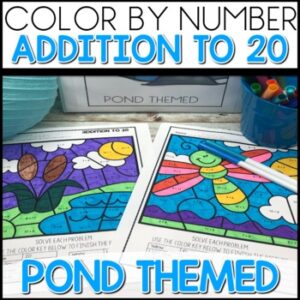 Addition to 20 Color by Number Worksheets Pond Themed activities