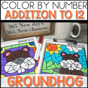 Addition to 12 Color By Number Worksheets Groundhog Day