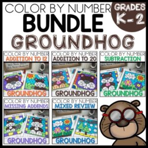 Color By Number Worksheets Groundhog Day BUNDLE
