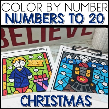 Christmas Number Recognition Color by Code Worksheets