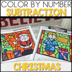 Color by Number Subtraction Christmas Movie worksheets activities