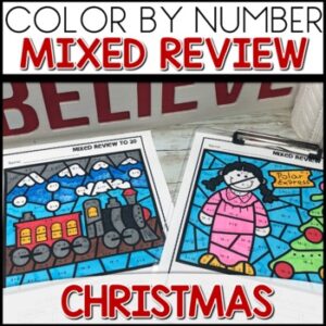 Color by Number Addition and Subtraction Christmas Movie worksheets activities
