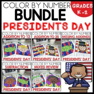 Presidents Day Color by Number Worksheets Bundle activities