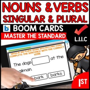 Singular and Plural Nouns and Verbs Boom Cards