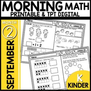 September Morning Work Kindergarten Daily Math Review
