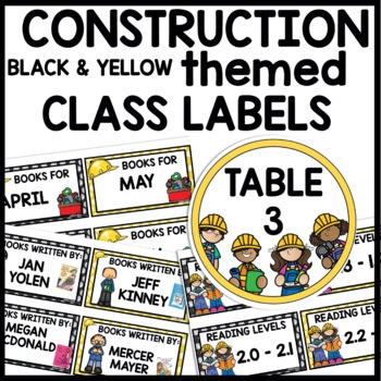 Classroom Labels Construction Themed