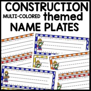 Name Tags Construction Themed Classroom Decor