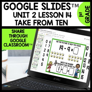 Take From Ten with Pictures Digital Task Cards for Google Classroom