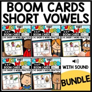 Word Work Activities Short Vowel Boom Cards Bundle