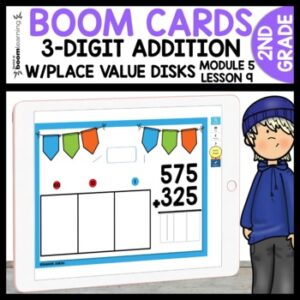 3 Digit Addition with Place Value Disks Practice Boom Cards
