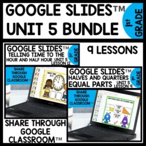 Shapes and Telling Time Digital Task Cards for Google Classroom Bundle