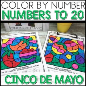 Cinco De Mayo Number Recognition Color by Code Worksheets