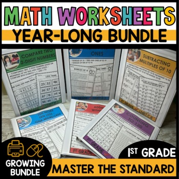 1st Grade Common Core Math Worksheet Assessments Year Long Bundle