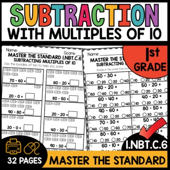 Subtraction Multiples of 10 Worksheets 1.NBT.C.6