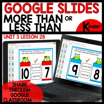 More Or Less Digital Task Cards for Google Classroom