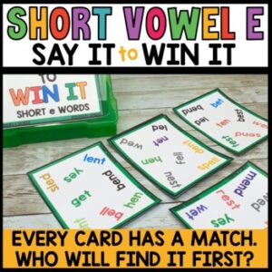 Short Vowel E Games Literacy Centers