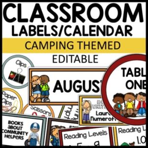Classroom Labels Camping Decor